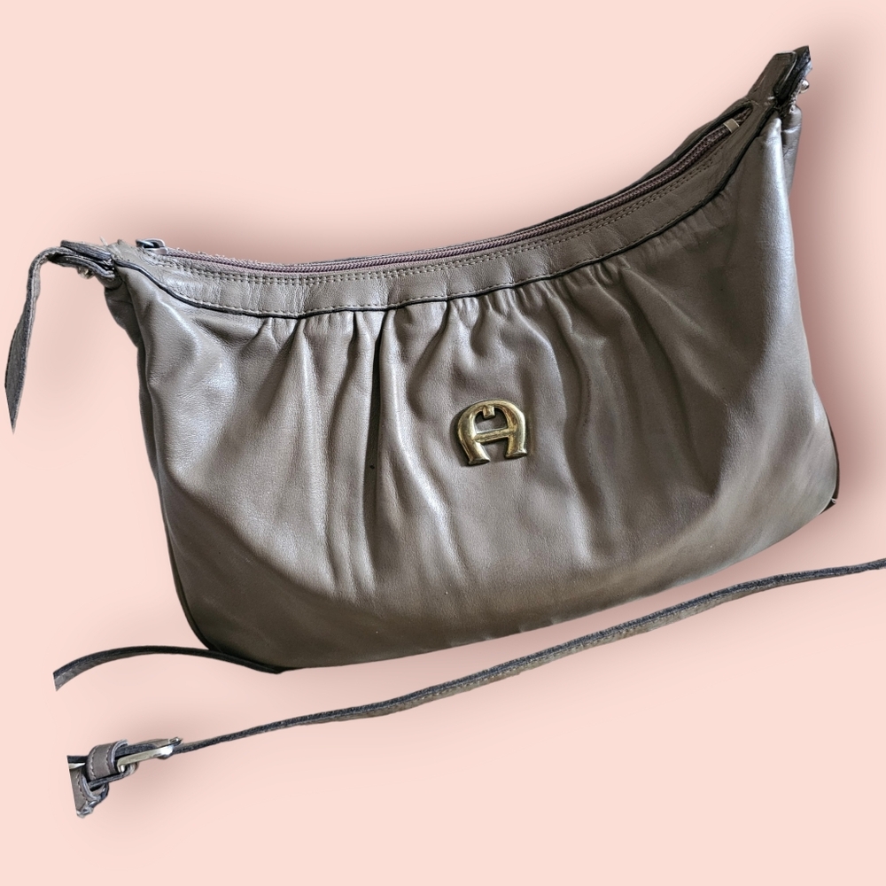 1980s Etienne Aigner Taupe Vintage Shoulder Bag